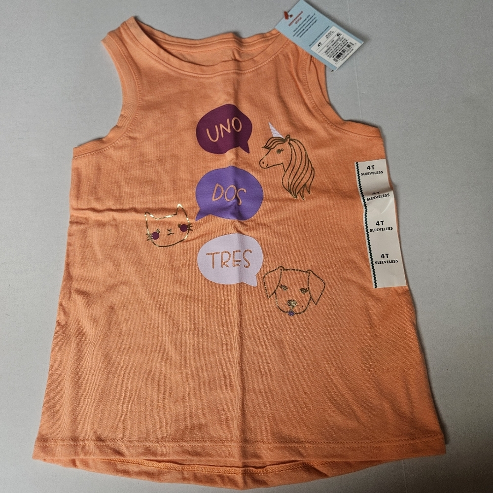 Cat And Cat 4t‎ Sherbert Orange Kids Tank Top